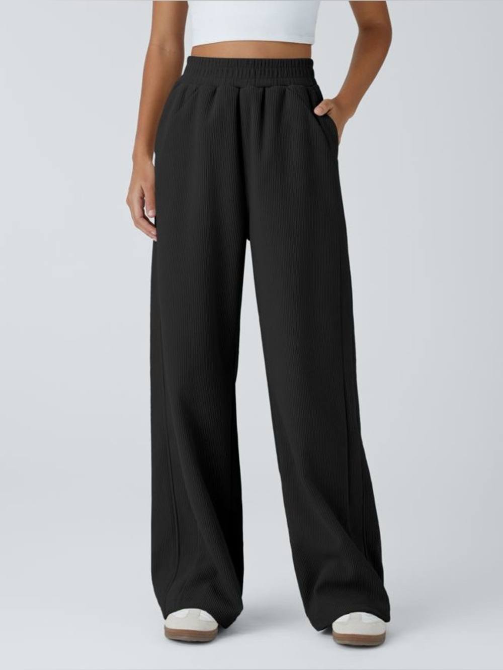 Halara High Waisted Pocket Straight Leg Mop Corduroy Casual Pants